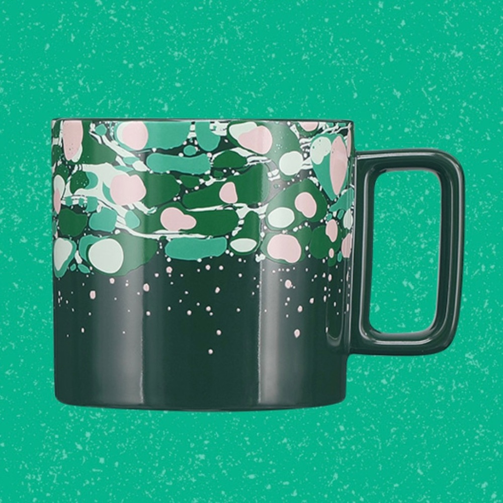 NWT Starbucks Holiday 2022 Venetian Marble Forest Ceramic Mug